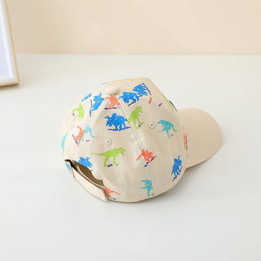 Kids Dino Embroidered Print Baseball Cap Solid Color Sun Hat