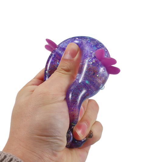 Cartoon Glitter Lying Axolotl Squishy Slow Rising Stress Relief Squeeze Toy