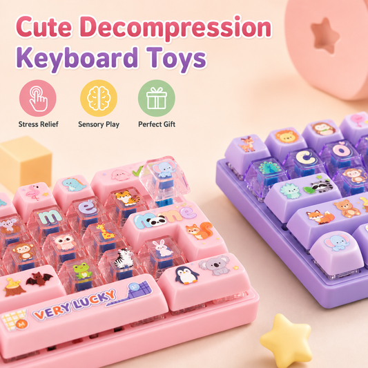Fidget Decompression Keyboard Stress Relief Toy Colorful Keycap Sensory Charm