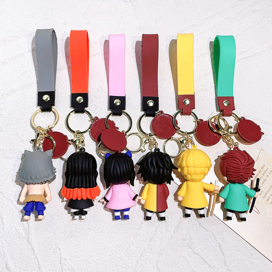 Cartoon Demon Slayer Silicone Keychain Pokémon Mini Figure Bag Charm Pendant
