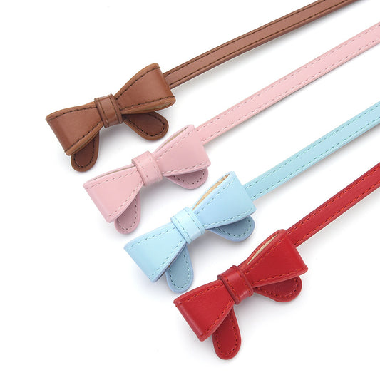 Bow Waist Belt for Girls Simple Fashion Pin Buckle Leather Belt