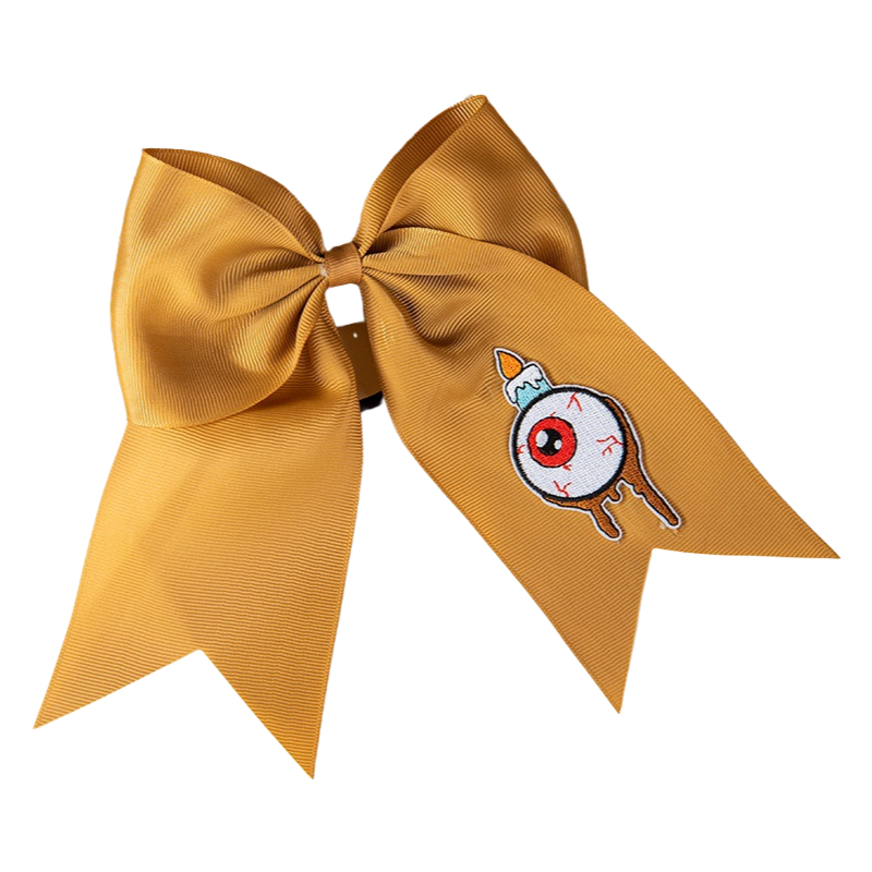 Halloween Pumpkin Cat Witch Embroidered Ribbon Bow Hair Tie Kids & Adults 6 Colors Available