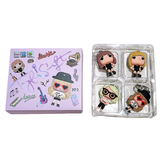Taylor Swift Pop Singer-Inspired Cute Mini Doll Keychain Q-Style Figure Bag Charm & Desk Ornament