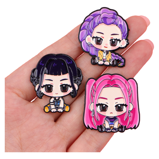 K-Pop Demon Hunters Cartoon Metal Brooch Creative Badge Pin for Bags and Clothing Accessories