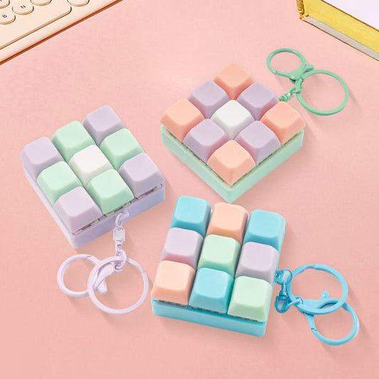 Finger Press Button Cube Squishy Keyboard Keychain Stress Relief Toy