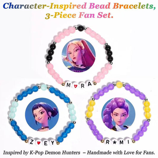 K-Pop Demon Hunters Rumi Mira Zoey Letter Glass Beaded Stretch Bracelet Set – 2 Styles Available