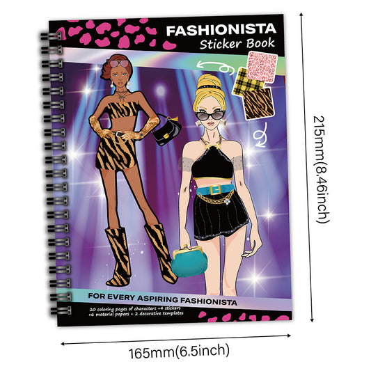 Dress-Up Sticker Book Set, Fashion Coloring & Outfit Stickers for Girls