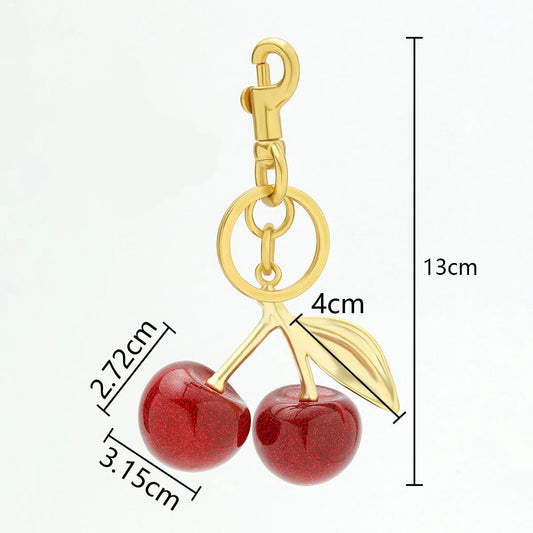 Resin Cherry Fruit Bag Charm Keychain Creative Car Hanging Accessory