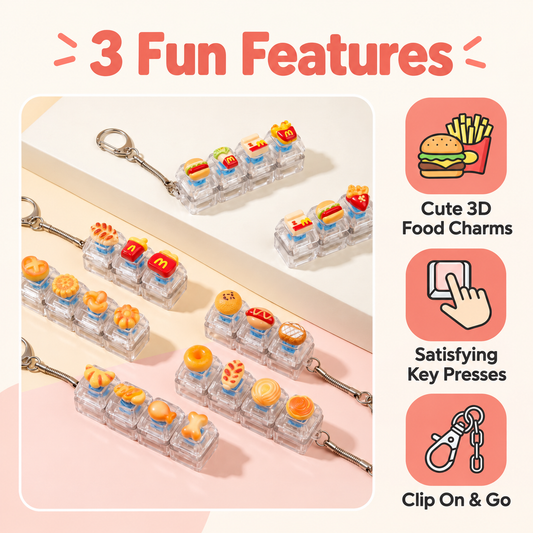 Mini Food Mechanical Key Fidget Toy – Handmade Resin Charms