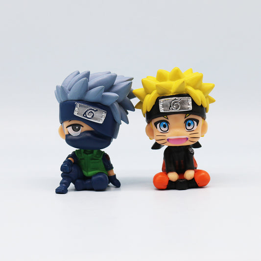 Chibi Ninja Anime Figure Set Sitting Style Car Dashboard Decor Collectible