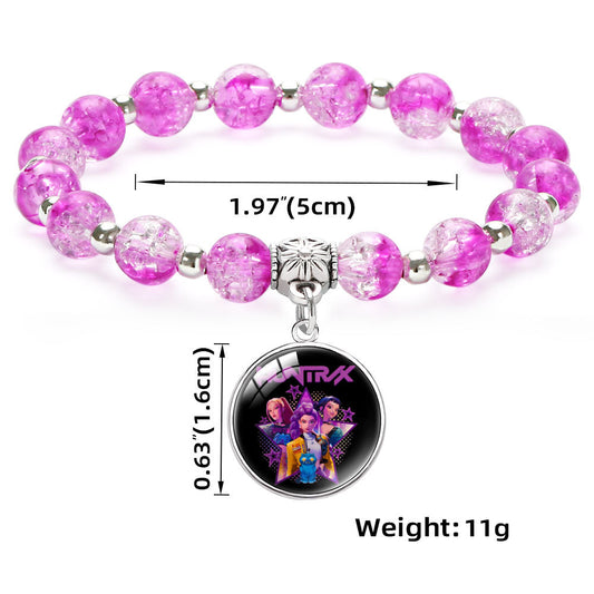 New Design K-Pop Demon Hunters Beaded Charm Bracelet with Gemstone Ice-Cracked Style