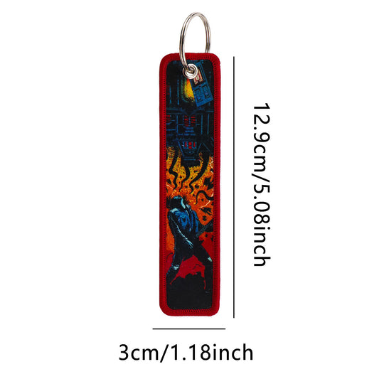 Stranger Things Cartoon Woven Keychain Anime Fabric Bag Charm Holder Pendant