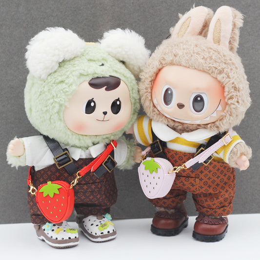 BJD Doll Accessories Strawberry Fashion Bag Mini Tweed Handbag for Doll Outfits