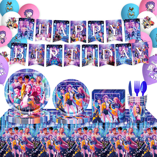 Demon Hunters & Saga Boy Band Birthday Party Supplies Themed Tableware and Decorations