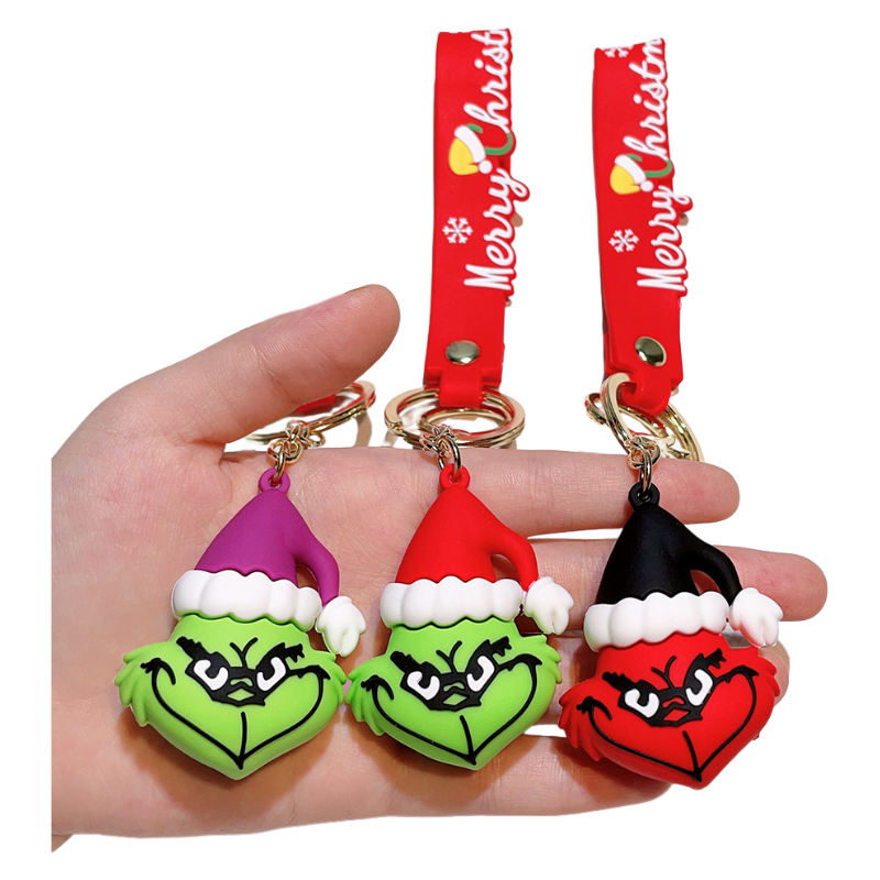 2025 Christmas Grinch Silicone Keychain Plush-Inspired Bag Charm & Accessory