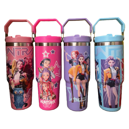 K-Pop Demon Hunters 30oz Stainless Steel Vacuum Tumbler with Handle and Straw, Insulated Car Mug Merch