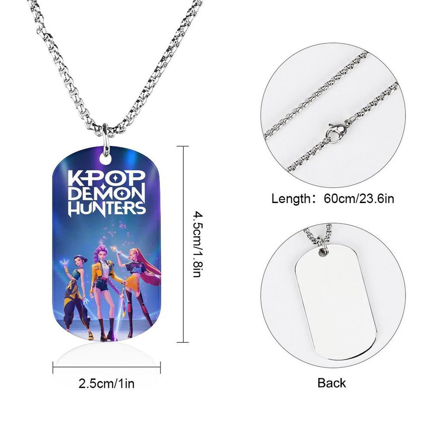 K-Pop Demon Hunters Stainless Steel Pendant Necklace Cartoon Anime Jewelry Accessory