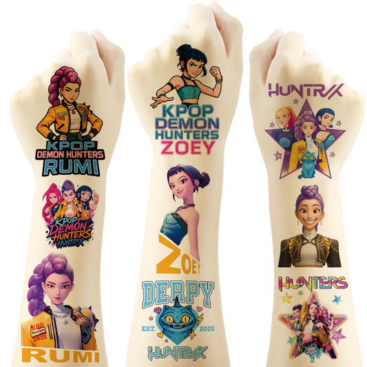 K-Pop Demon Hunters Temporary Tattoo Stickers 20 Sheets Cartoon Water Transfer Tattoos