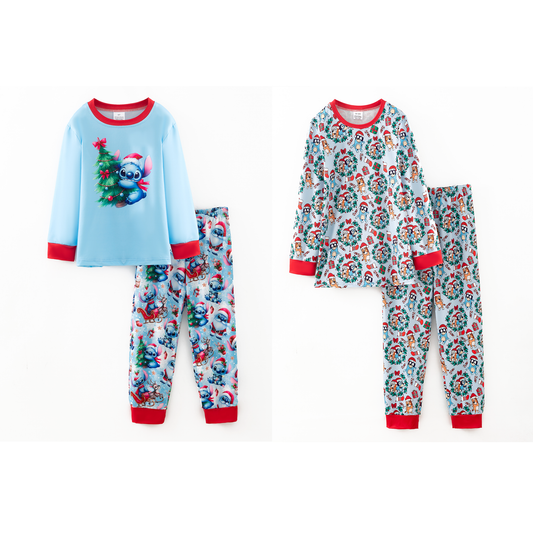 Boys Winter Christmas Santa Cartoon Cozy Pajamas Set