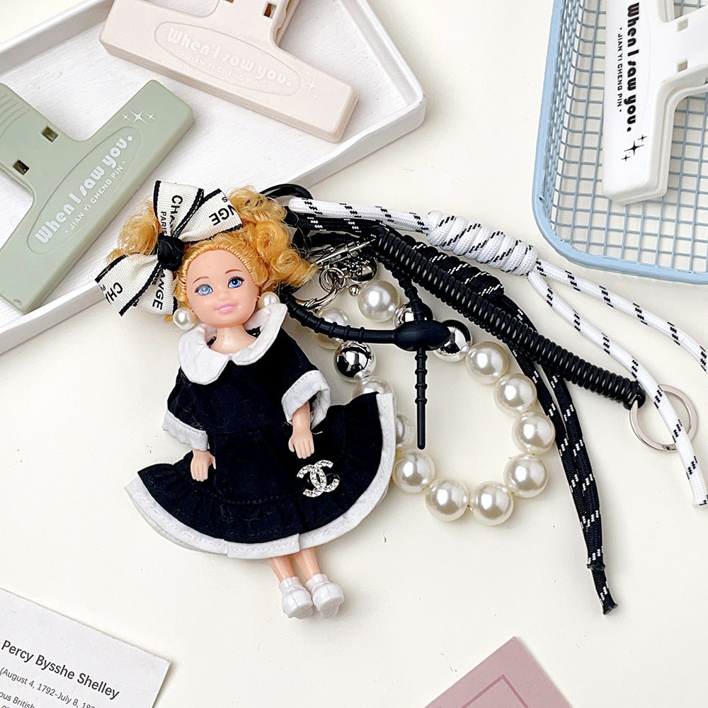 Chic Fashion Doll Keychain Cute Knitted Cartoon Doll Bag Charm Pendant Accessory