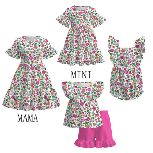 Mommy And Me Summer Floral Print Matching Clothes Collection