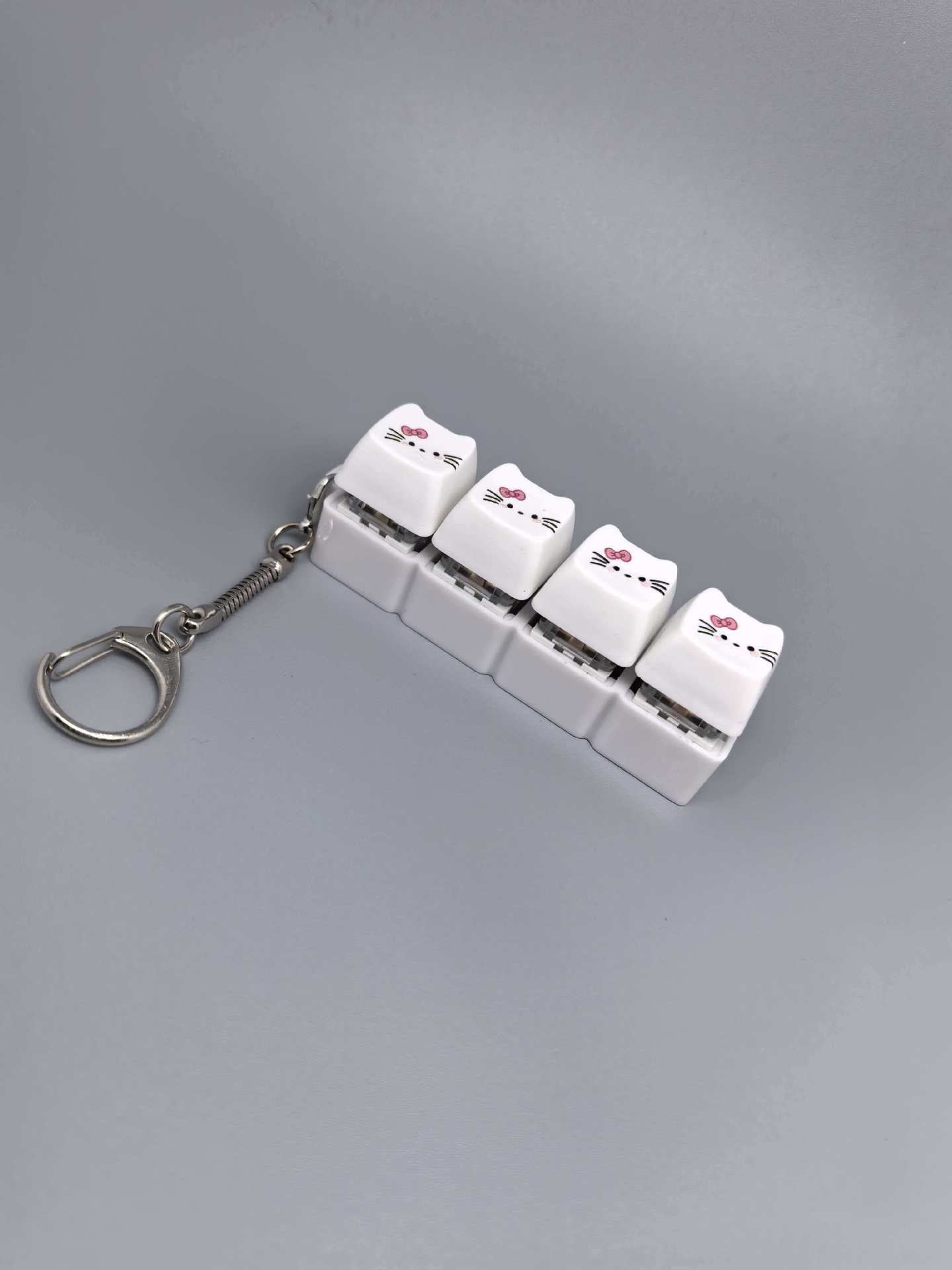 Cat Keycap Fidget Keychain Keyboard Key Popper Stress Relief Toy, Fun Desk Accessory & Gift