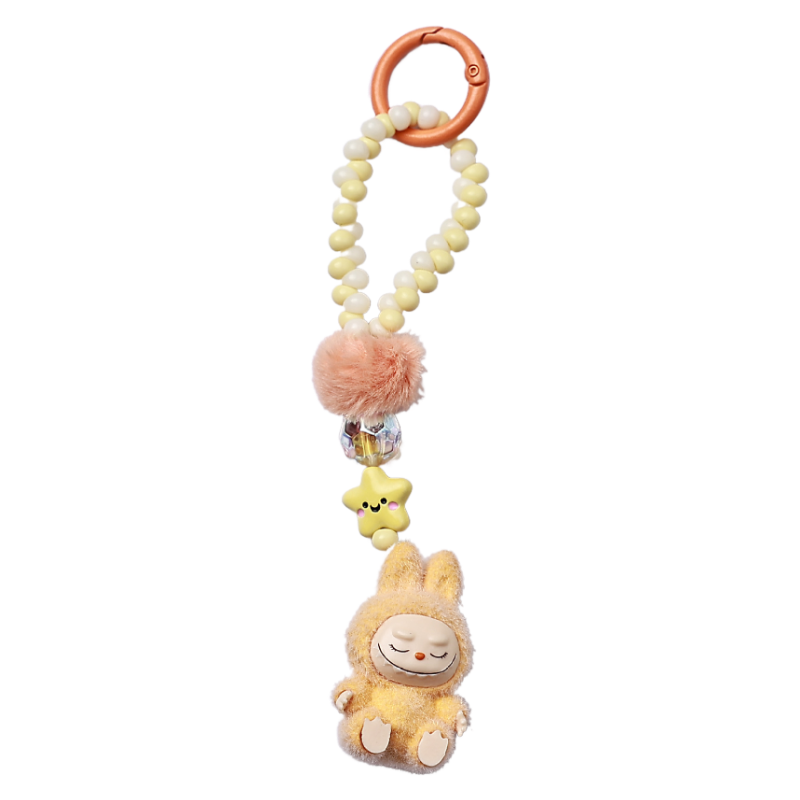 Labubu Beaded Keychain Long Strap Bag Charm Phone Lanyard Key Ring Accessory
