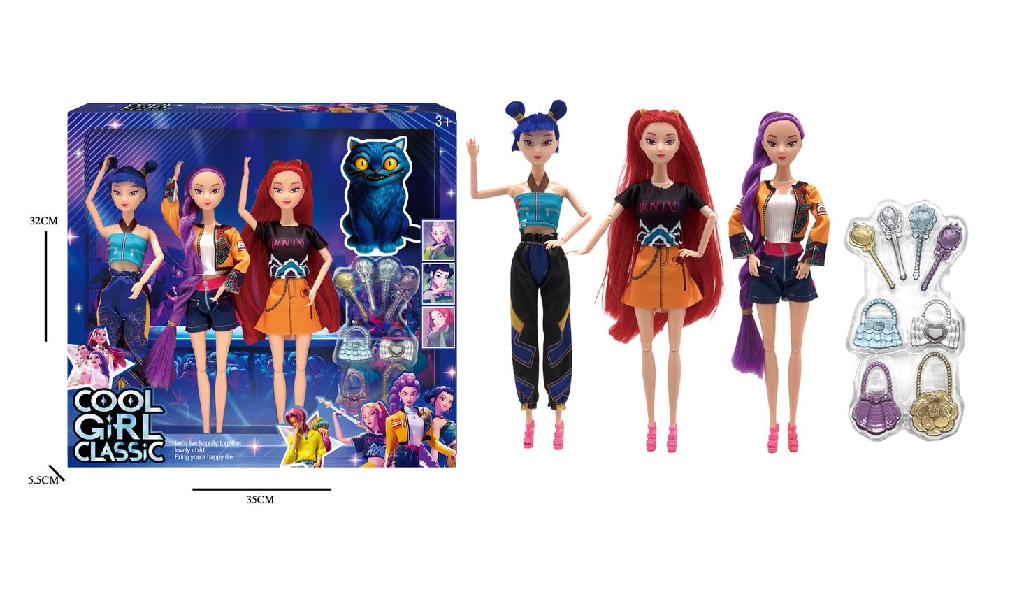 Kpop Demon Hunters Dolls Set Rumi Mira & Zoey Vinyl Figures Collectible Toy