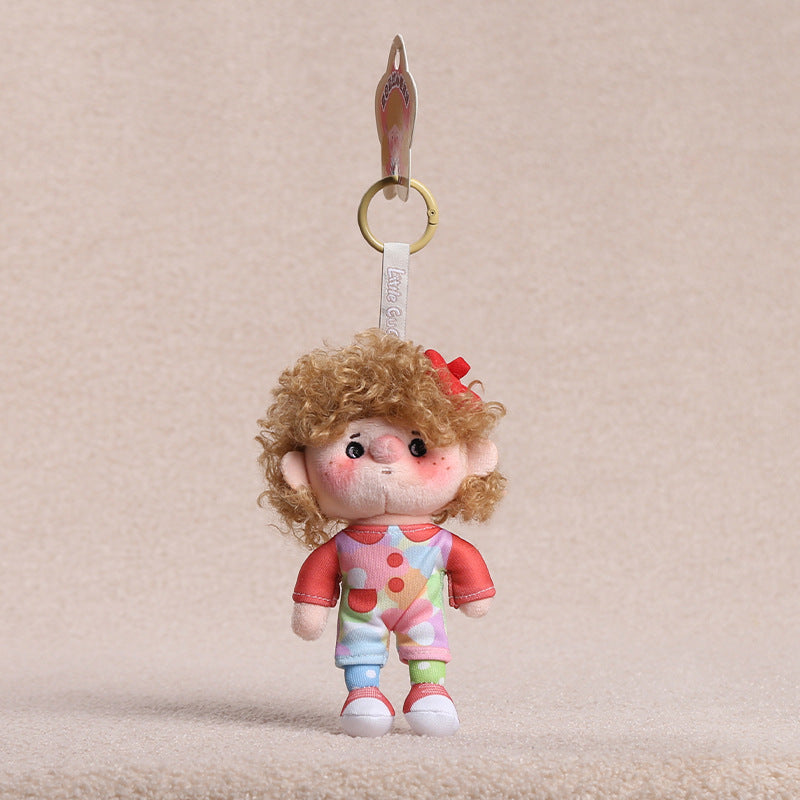 Curly Hair Plush Doll Bag Charm – Cute Character Keychain