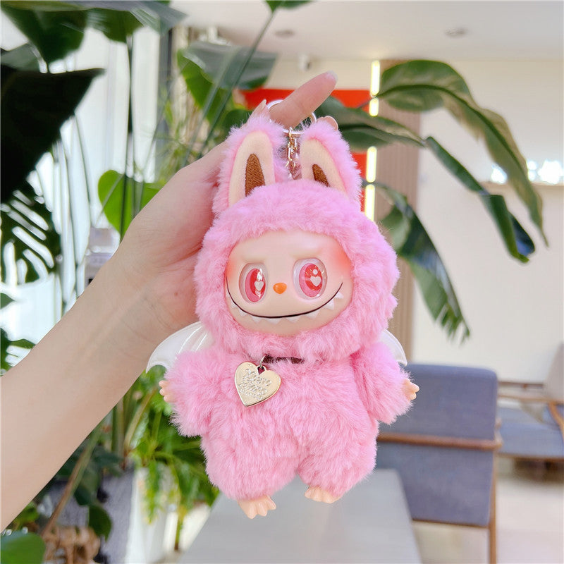 Labubu Soft Vinyl Plush Doll Keychain with Wings – Cute Mini Pendant Toy Necklace Charm