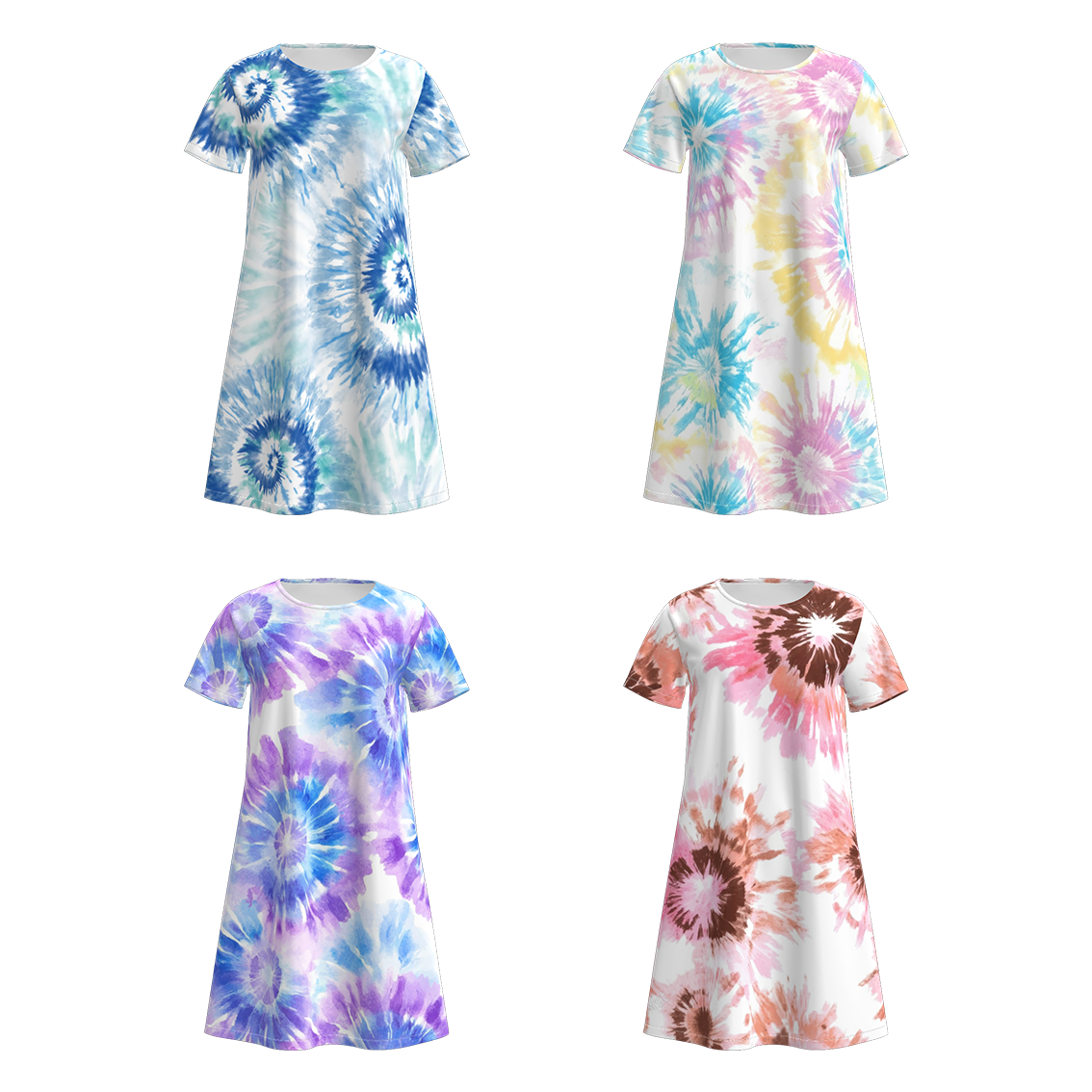 Women's Summer Tie-dye Short Sleeves Dress