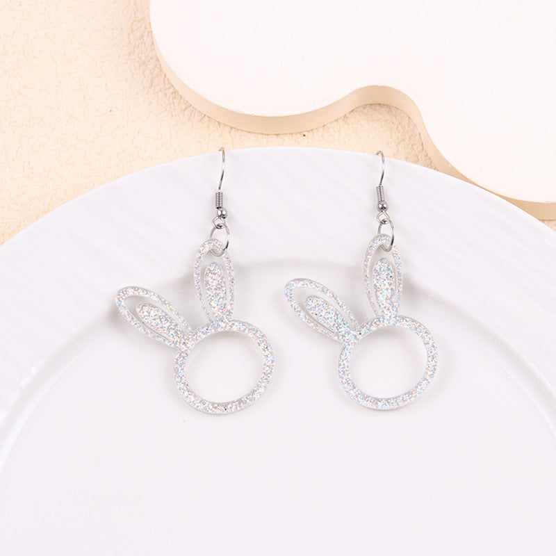 Easter Asymmetrical Bunny & Egg Acrylic Stud Earrings Creative Mismatch Ear Jewelry