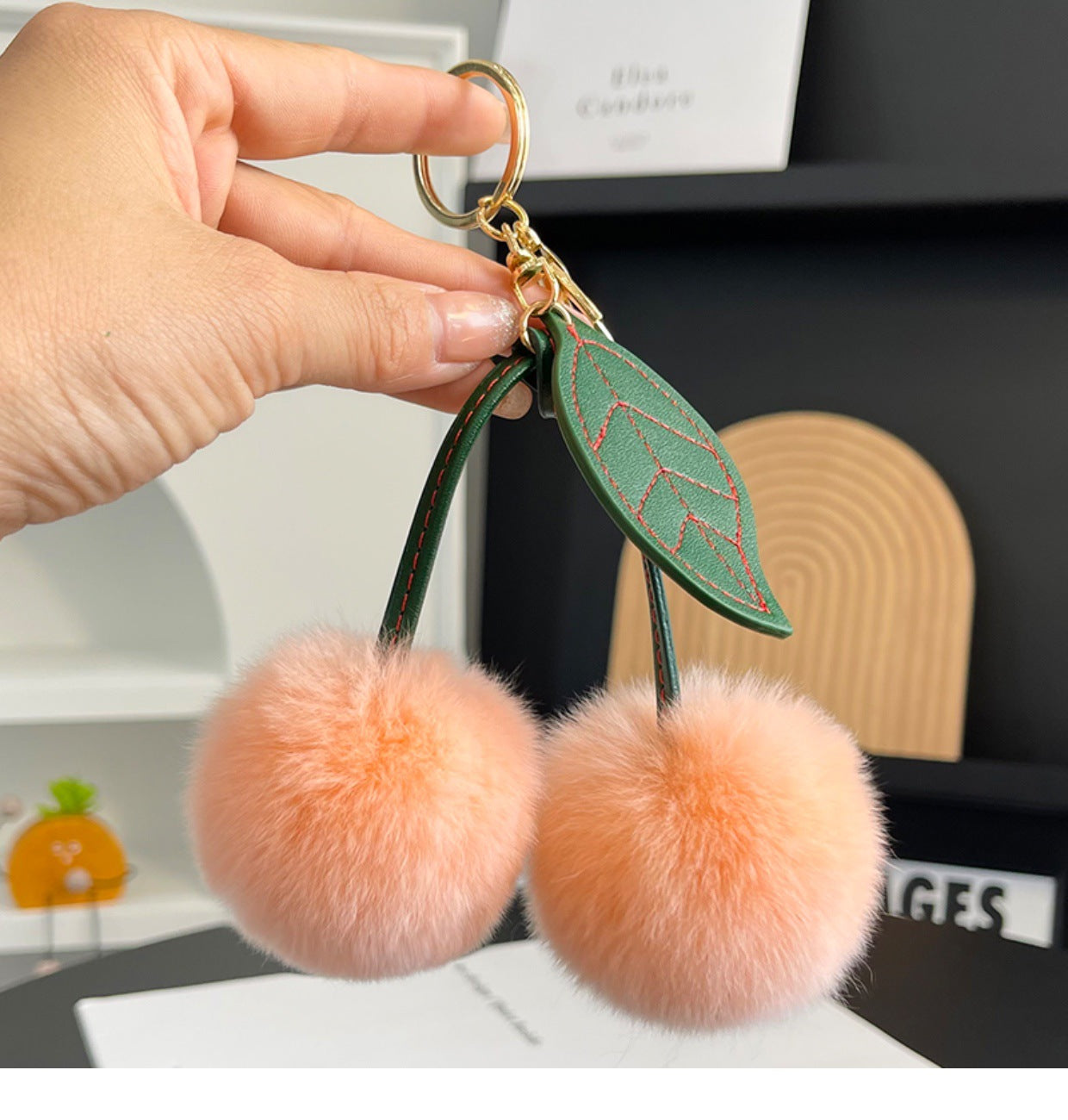 Cherry Plush Bag Pendant Lovely Keychain Cartoon Keyring Accessory