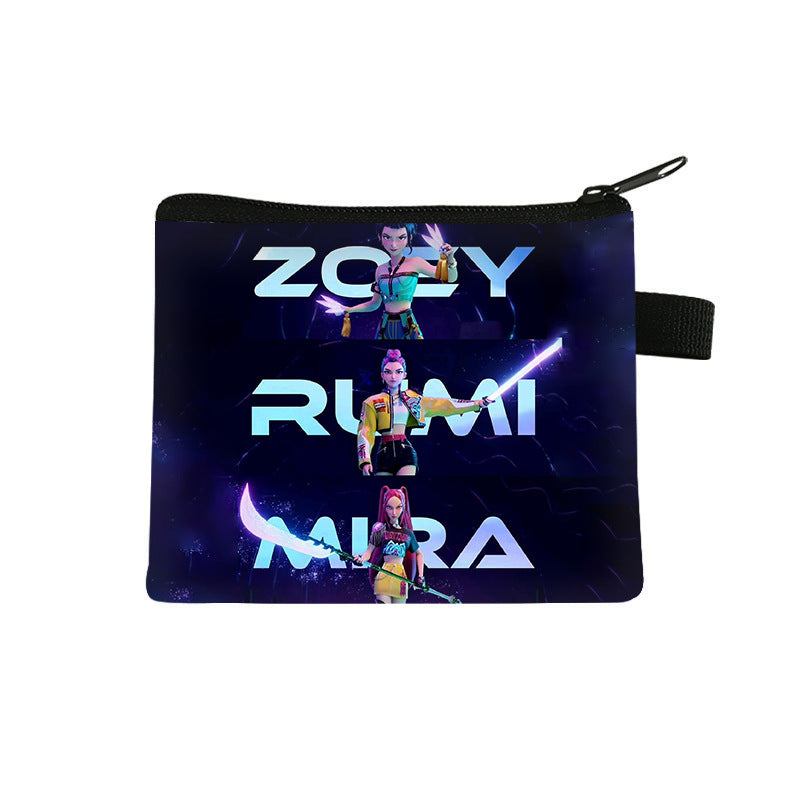 K-Pop Demon Hunters Anime Printed Mini Coin Purse Cute Small Wallet Portable Key & Card Holder