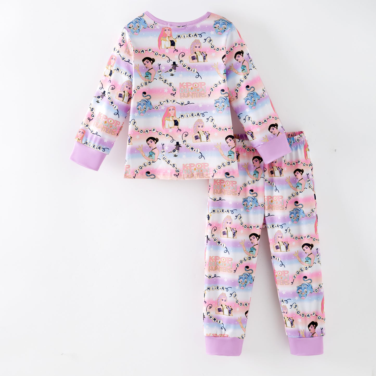 2026 Girls Spring Kpop Demon Hunter Print Pajamas Set Sleepwear
