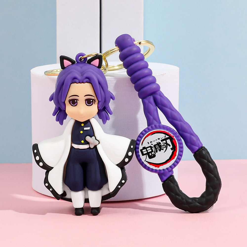 Cartoon Demon Slayer Silicone Keychain Pokémon Mini Figure Bag Charm Pendant