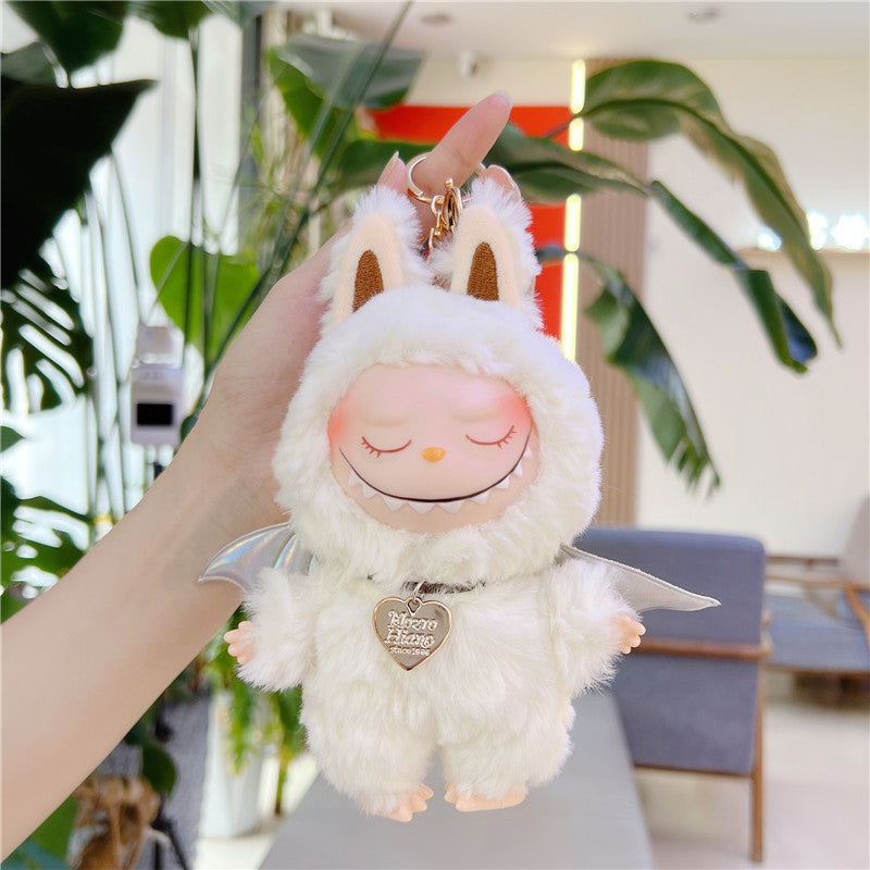 Labubu Soft Vinyl Plush Doll Keychain with Wings – Cute Mini Pendant Toy Necklace Charm