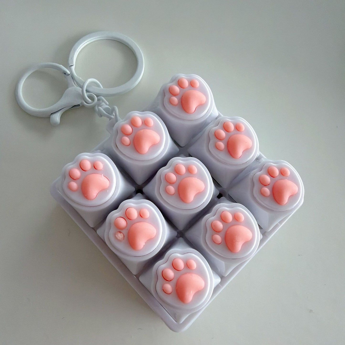 Silicone Cat Paw Keycap Stress Relief Keychain Keyboard-Style Pendant Charm