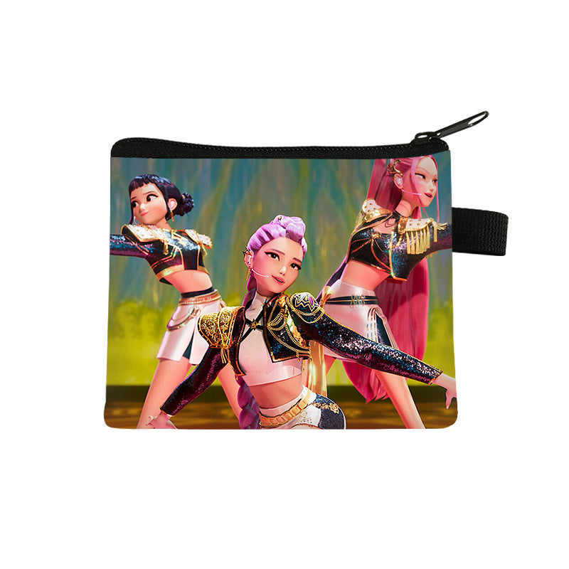 K-Pop Demon Hunters Anime Printed Mini Coin Purse Cute Small Wallet Portable Key & Card Holder