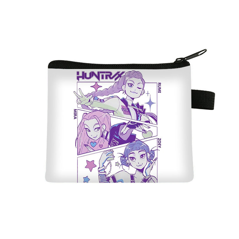 K-Pop Demon Hunters Anime Printed Mini Coin Purse Cute Small Wallet Portable Key & Card Holder