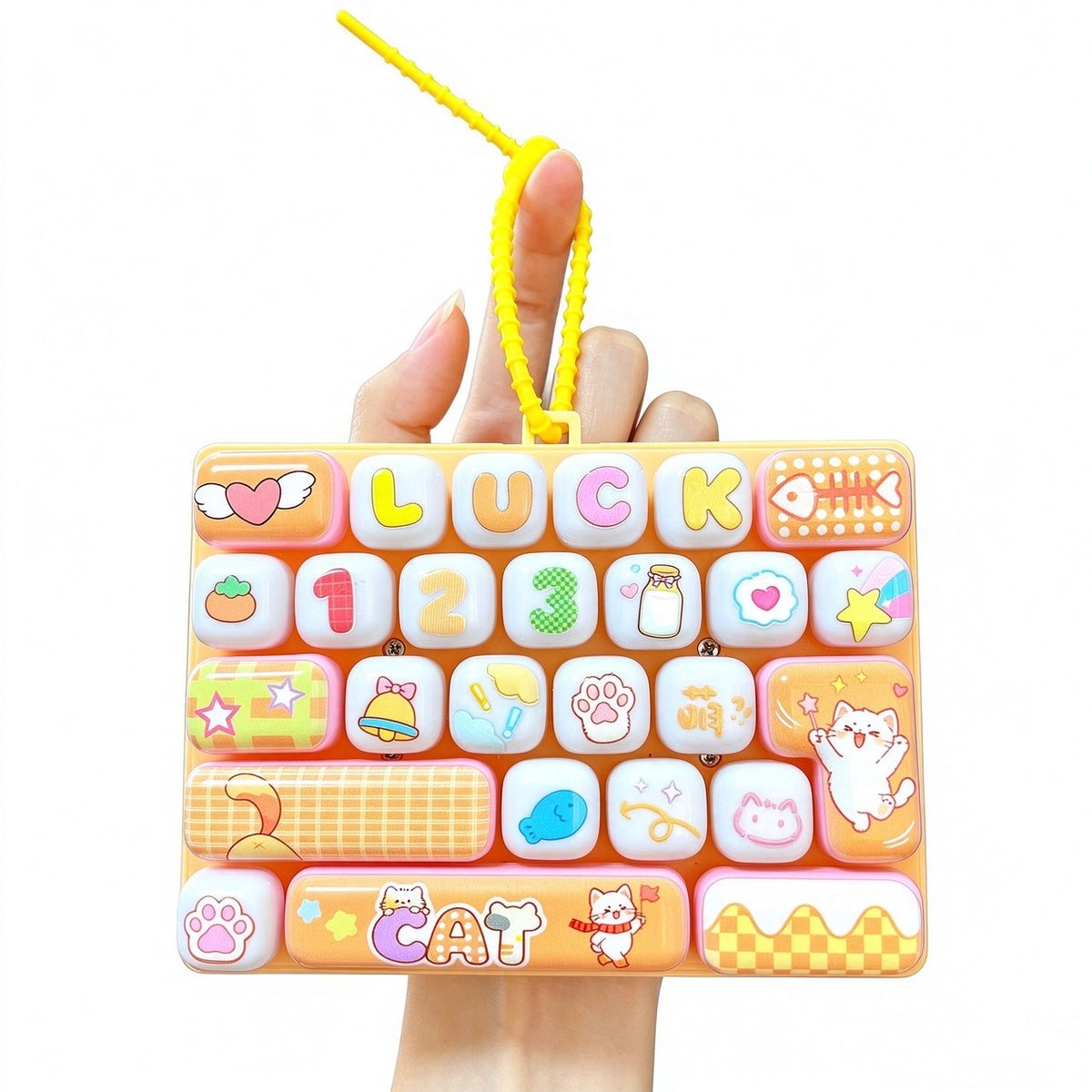 Transparent Dual-Color 26-Key Fidget Keyboard Keychain – Clicky Stress Relief Toy