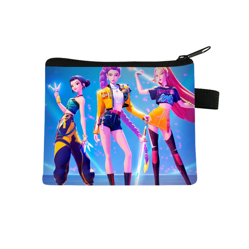 K-Pop Demon Hunters Anime Printed Mini Coin Purse Cute Small Wallet Portable Key & Card Holder