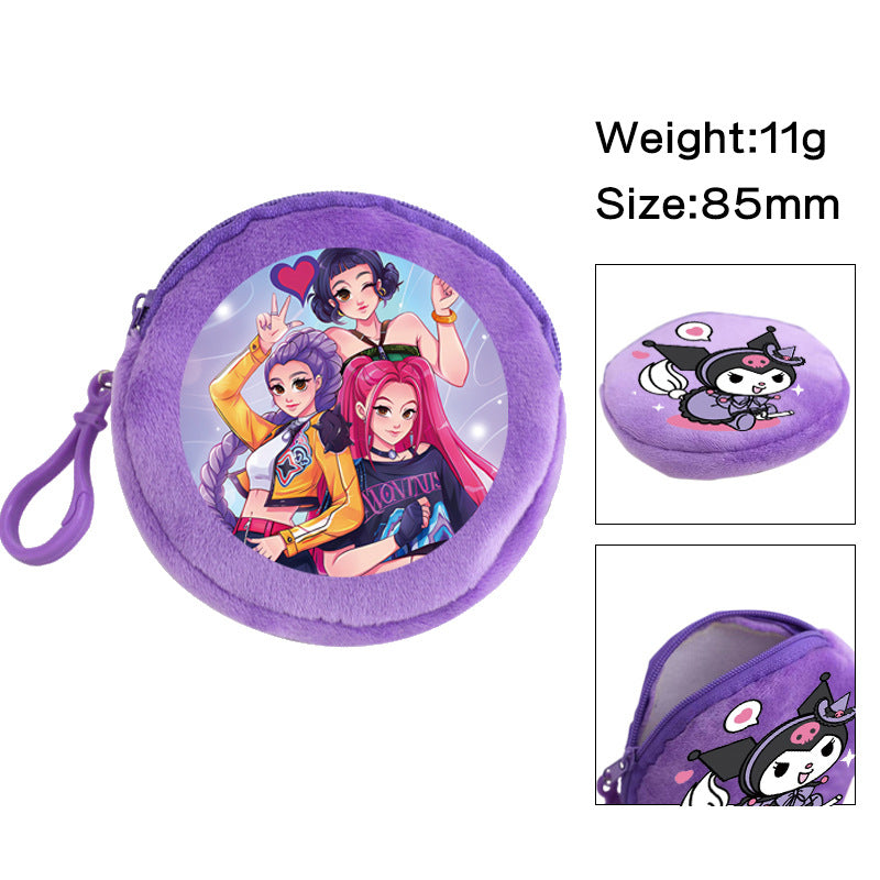 Plush K-pop Demon Hunters Mini Coin Purse & Earphone Case Bag Charm Keychain
