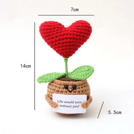 Handmade Crochet Yarn Plush Dolls – Heart Flower, Cactus, Bunny, Bee & More Designs