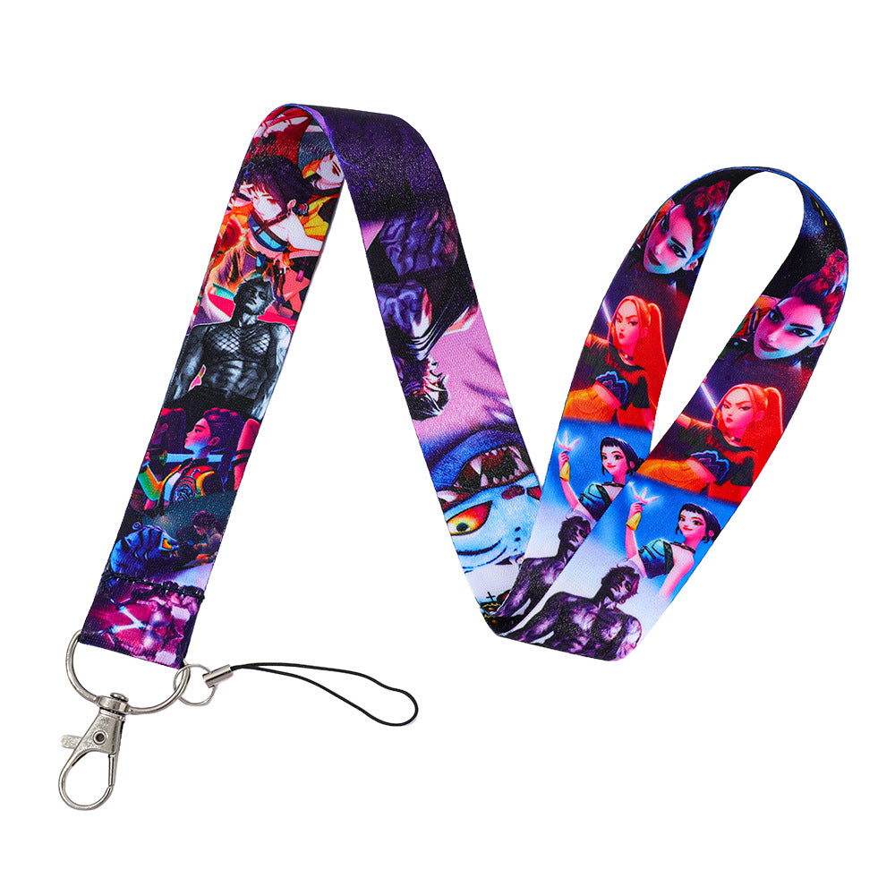 K-Pop Demon Hunters Printed Lanyard Neck Strap ID Badge Holder Keychain Accessory
