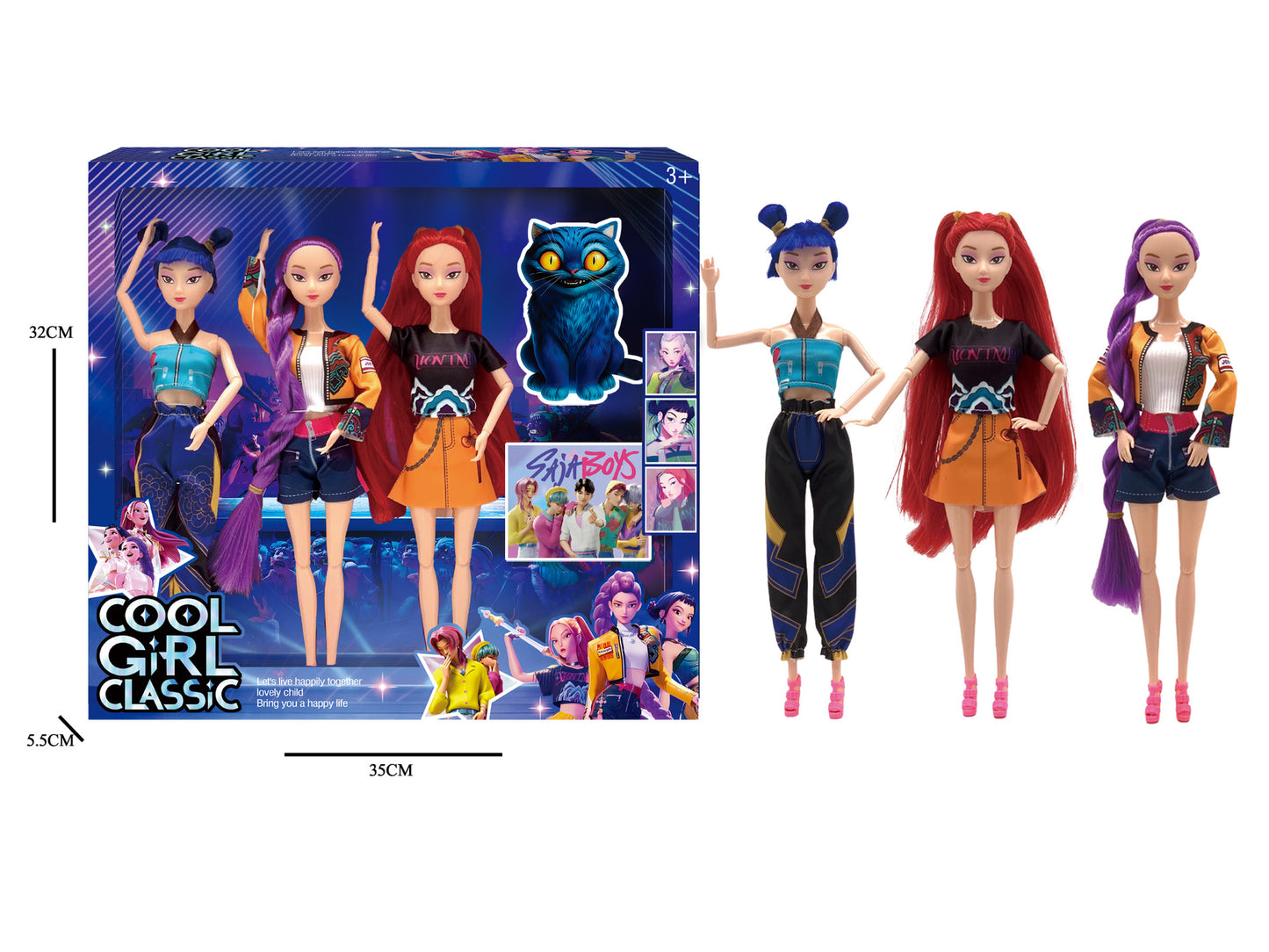 Kpop Demon Hunters Dolls Set Rumi Mira & Zoey Vinyl Figures Collectible Toy