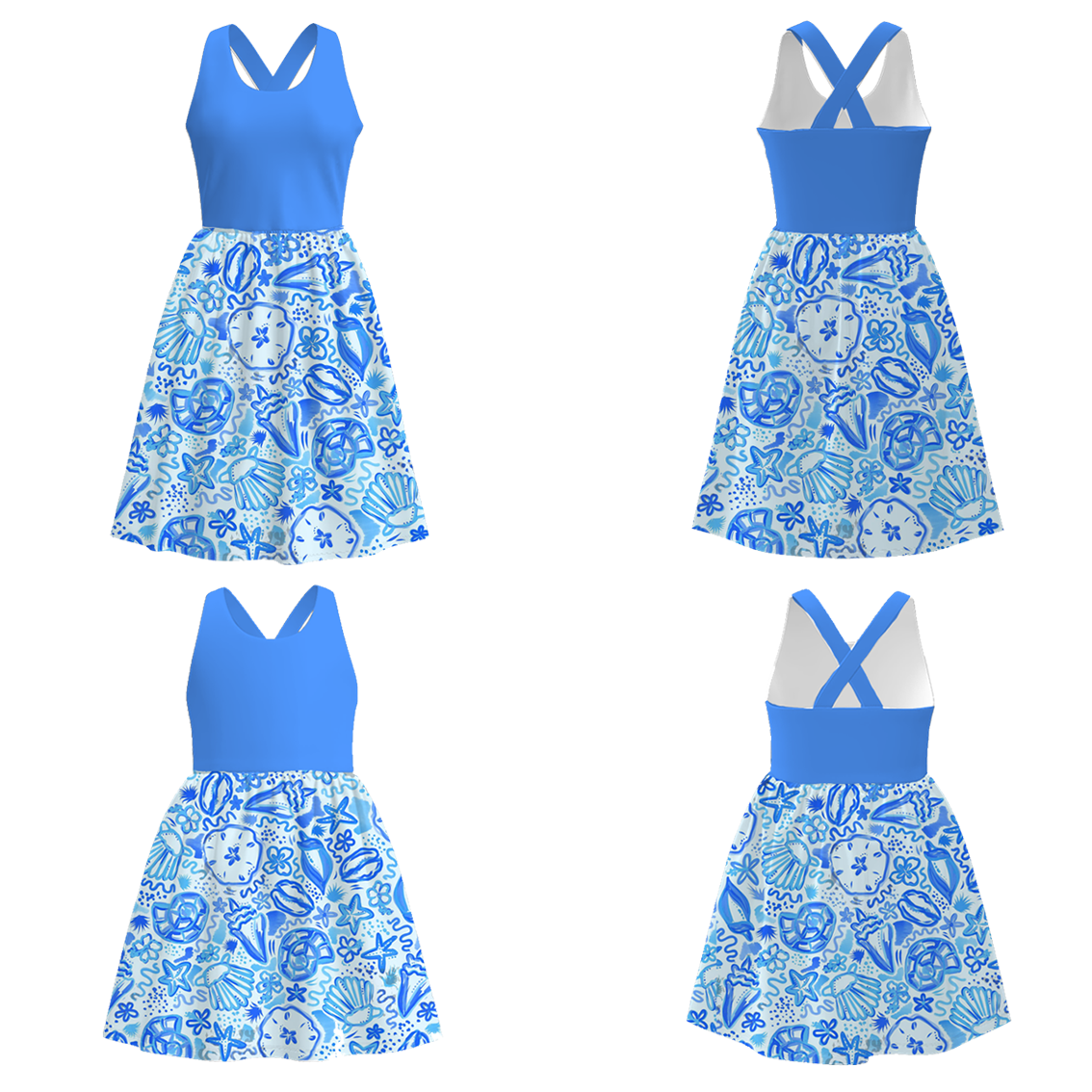 Mommy And Me Mother's Day Blue Floral Print Dress
