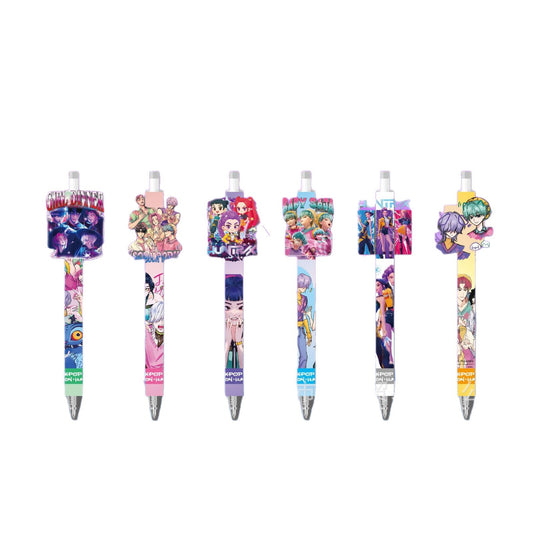 K-Pop Demon Hunters Cartoon Printed Black Gel Pen Student Office Stationery