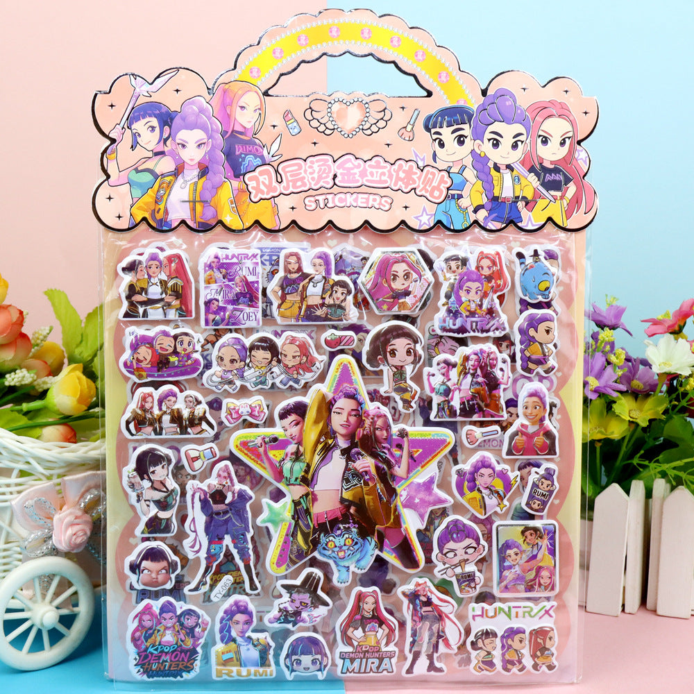 K-Pop Demon Hunters 3D Puffy Stickers Kids Cartoon Layered DIY Anime Movie Merchandise Stickers