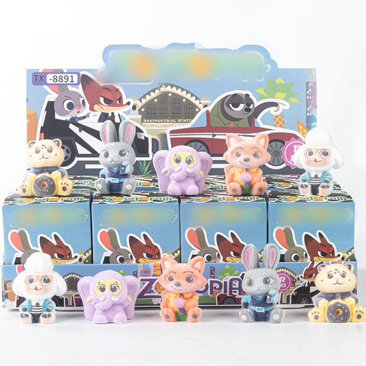 Demon Hunter Flocked Cartoon Figure Blind Box Set Collectible Surprise Desk Decor 12-Piece Pack